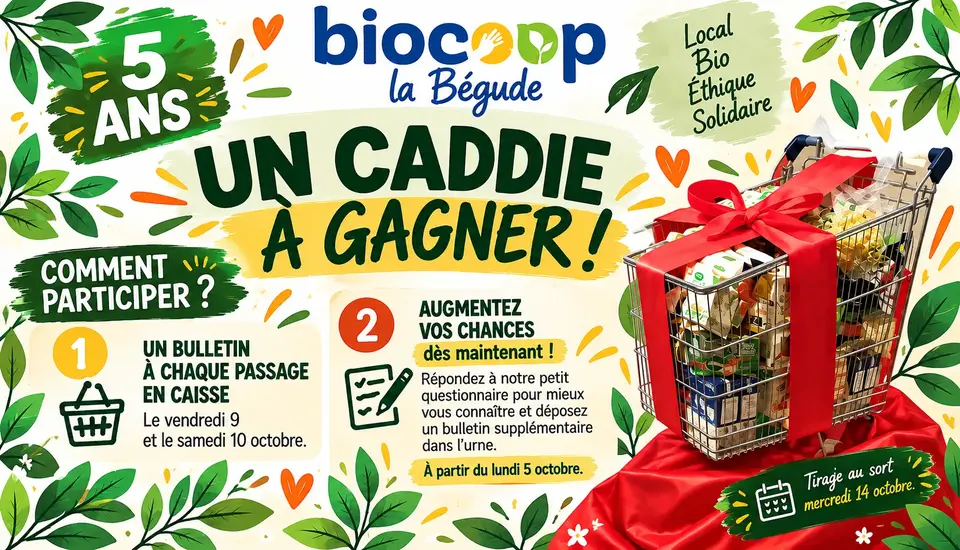 Un grand caddie à gagner pour nos 5 ans !